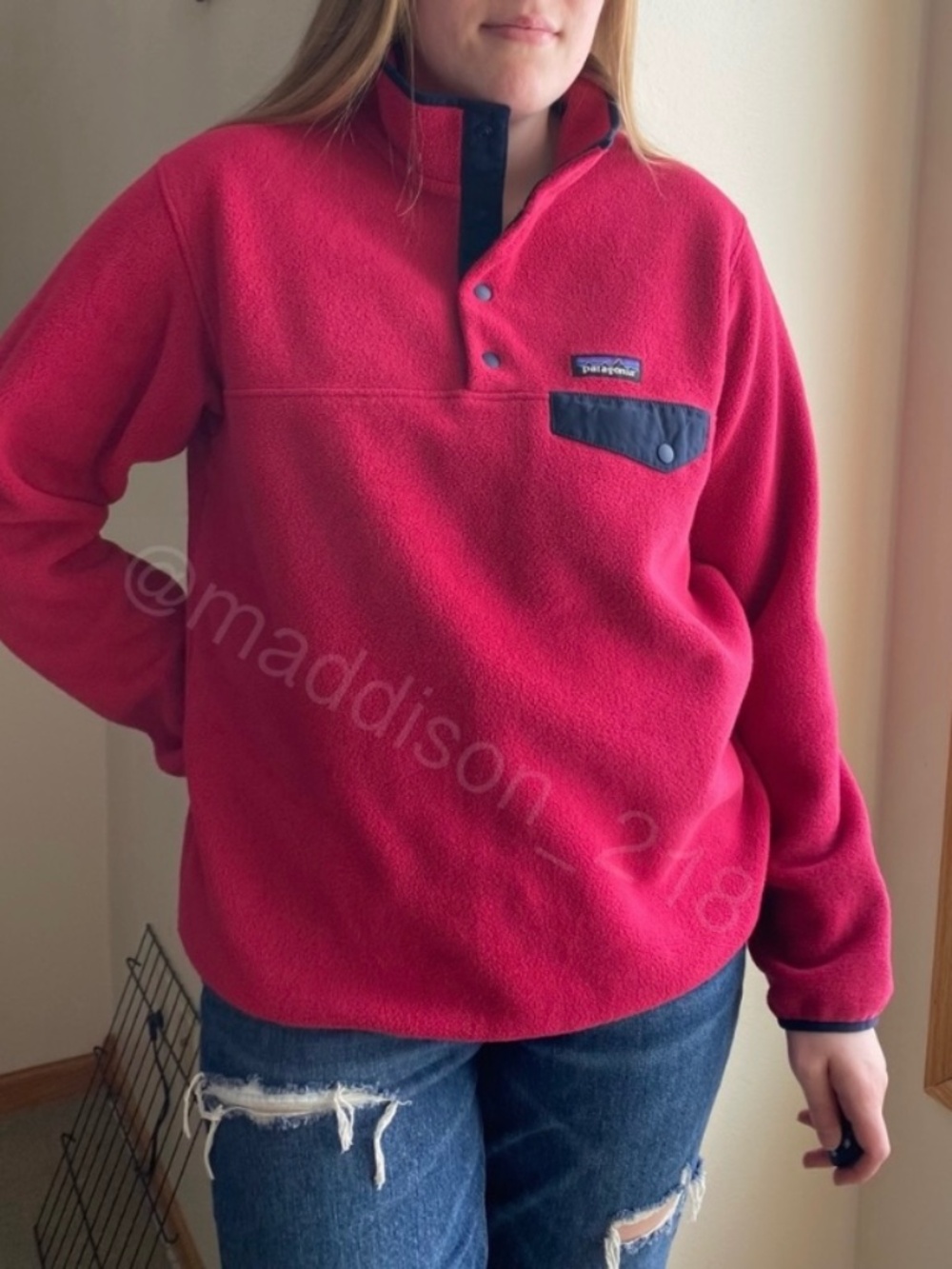 Patagonia Synchilla Snap-T Fleece Large Pullover Colorful Pink Raspberry L